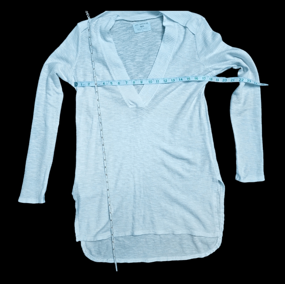 White Anthropologie Sol Angeles Deep V-Neck Tunic Sweater Top Whi… - Picture 8 of 9